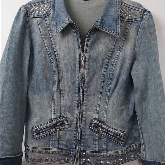 Boston Proper Women’s Studded Denim Jean Jacket S - Picture 2 of 13
